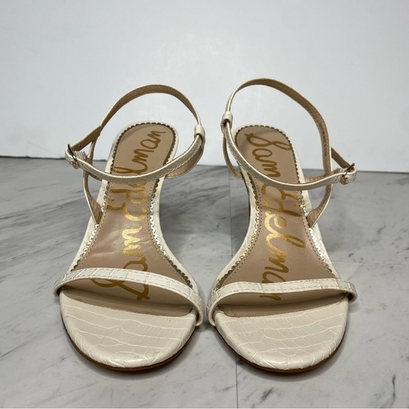Sam Edelman Dara Ivory Croc Faux Leather Heeled Sandal 9M - Picture 2 of 14